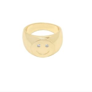 Frasier Sterling 14K Plated Cz Happy Smile Good Times Ring